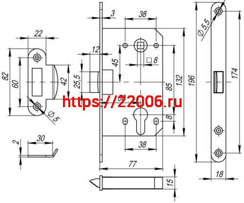 Корпус Fuaro (Фуаро) врезного замка c защёлкой PLASTP85C-50 (P85C-50) SG матовое золото фото 3 Корпус Fuaro (Фуаро) врезного замка c защёлкой PLASTP85C-50 (P85C-50) SG матовое золото фото 3