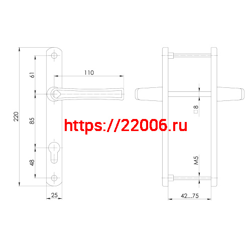 Ручка Punto (Пунто) на планке HANDLE.85.25.67-75 RAL 9006 серый фото 4 Ручка Punto (Пунто) на планке HANDLE.85.25.67-75 RAL 9006 серый фото 4