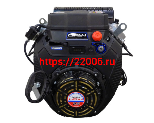 Двигатель LIFAN 29 л.с. 2V80F-А с катушкой освещения РУЧ+ЭЛЕК 2 карб. 12В 20А 240Вт вал 25 мм Двигатель LIFAN 29 л.с. 2V80F-А с катушкой освещения РУЧ+ЭЛЕК 2 карб. 12В 20А 240Вт вал 25 мм