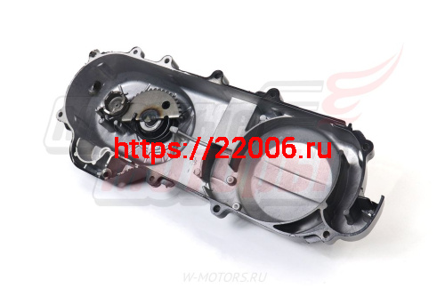 Крышка картера левая (вариатора) (139QMB) R12" чёрная в сборе с валом кикстартера фото 3