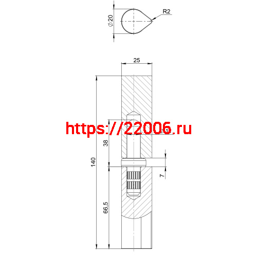 Петля приварная D20x140 B2B (без фаски) Петля приварная D20x140 B2B (без фаски)