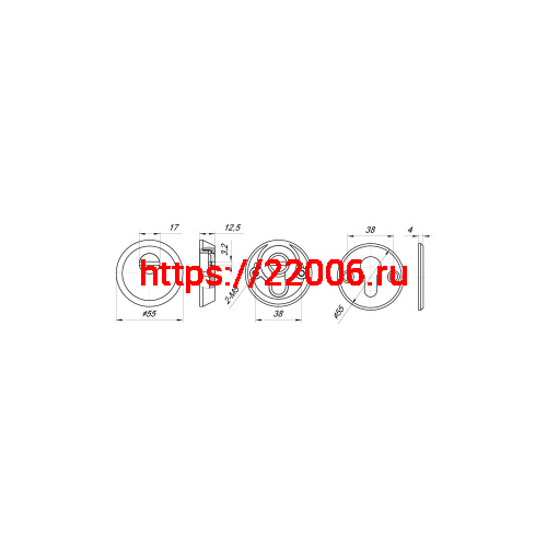 Накладка Punto (Пунто) DEF.SH-al/R-EXT.5513 (A5513) тех упаковка, винт M5x90 CP хром фото 3