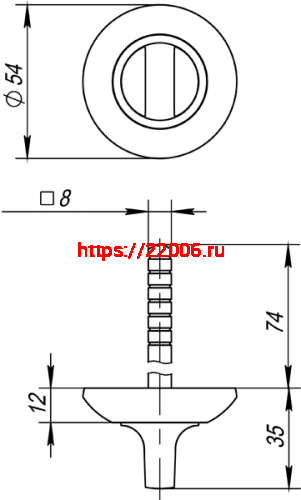 Ручка Fuaro (Фуаро) поворотная BKW8 AR-GP/SG-5 (без ответной части) фото 2