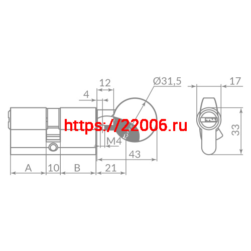 Цилиндровый Punto (Пунто) механизм Z3002Knob80(35+10+35) с вертушкой CP хром фото 3 Цилиндровый Punto (Пунто) механизм Z3002Knob80(35+10+35) с вертушкой CP хром фото 3