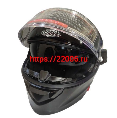 Шлем модуляр COBRA EC H271, черный глянцевый СНЕГОХОДНЫЙ, размер L фото 2