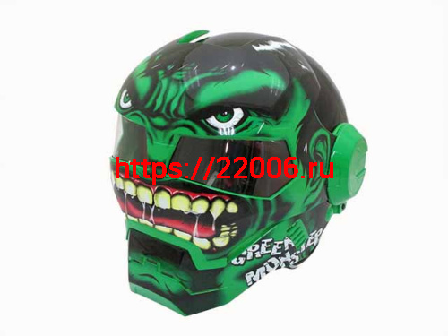 Мотошлем закрытый MASEI 610 Monster зеленый (M) Мотошлем закрытый MASEI 610 Monster зеленый (M)