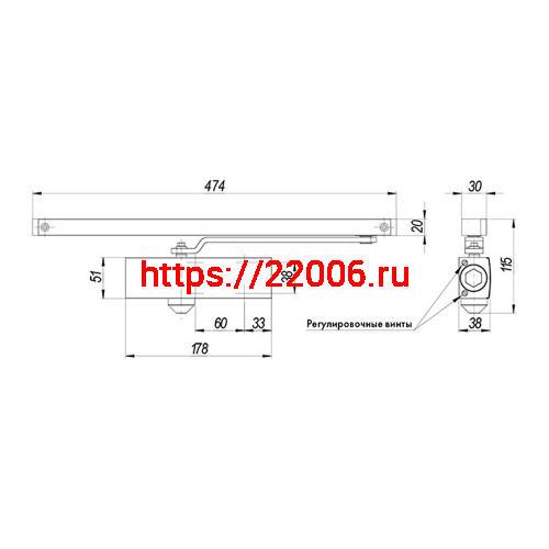 Доводчик Armadillo (Армадилло) дверной со скользящей тягой DCSLIDER65 (DCS-65) AL (алюминий) фото 2 Доводчик Armadillo (Армадилло) дверной со скользящей тягой DCSLIDER65 (DCS-65) AL (алюминий) фото 2