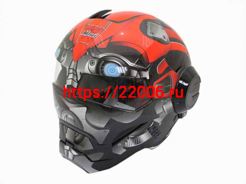 Мотошлем закрытый MASEI 610 Bumblebee красный (XL) Мотошлем закрытый MASEI 610 Bumblebee красный (XL)