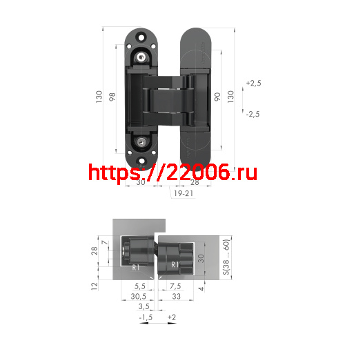 Петля Armadillo (Армадилло) скрытой установки U3D5000.VPG WH белый TECH фото 2 Петля Armadillo (Армадилло) скрытой установки U3D5000.VPG WH белый TECH фото 2
