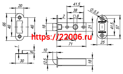 Защелка Fuaro (Фуаро) врезная PLASTP22-45-25 CP хром фото 3 Защелка Fuaro (Фуаро) врезная PLASTP22-45-25 CP хром фото 3