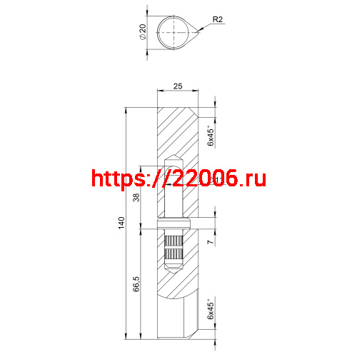 Петля приварная D20x140S B2B (с фаской) Петля приварная D20x140S B2B (с фаской)