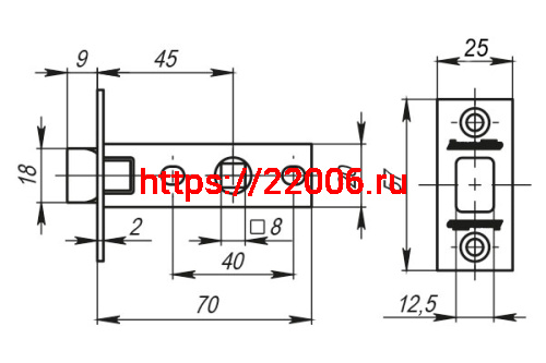 Защелка Armadillo (Армадилло) врезная LH 120-45-25 AB Бронза SKIN /прям/ фото 2 Защелка Armadillo (Армадилло) врезная LH 120-45-25 AB Бронза SKIN /прям/ фото 2