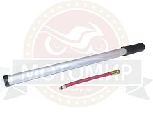 Насос вело ручной простой, длинный, со шлангом, металлический 22х400мм, серебр., черный