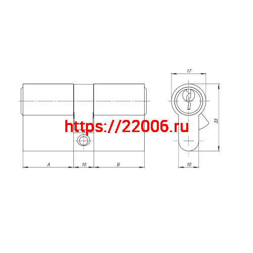 Цилиндровый Ajax (Аякс) механизм (AZ100/60) AZ1000Key60 (25+10+25) CP хром фото 3