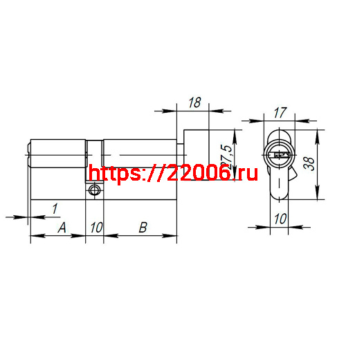 Цилиндровый Ajax (Аякс) механизм (AX202/80) AX2002Knob80 (30+10+40) CP хром с вертушкой фото 3 Цилиндровый Ajax (Аякс) механизм (AX202/80) AX2002Knob80 (30+10+40) CP хром с вертушкой фото 3