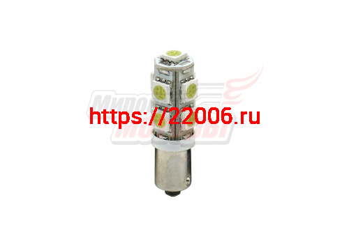 Лампа 12 В BA9S, 9 светодиодов 5050SMD, белая Лампа 12 В BA9S, 9 светодиодов 5050SMD, белая