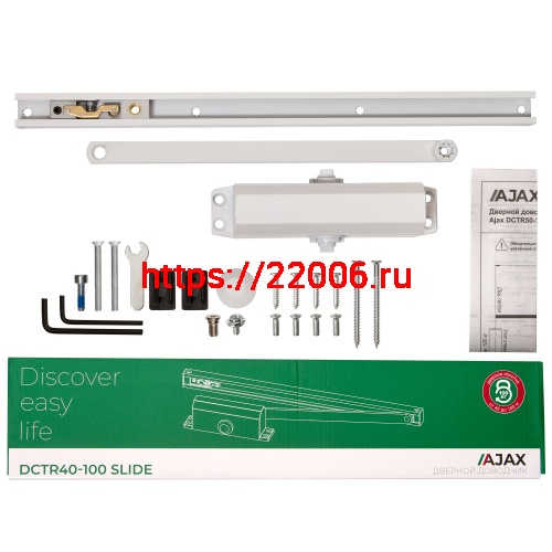 Доводчик Ajax (Аякс) дверной DCTR40-100 slide WH белый фото 3 Доводчик Ajax (Аякс) дверной DCTR40-100 slide WH белый фото 3