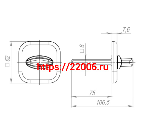 Ручка Fuaro (Фуаро) поворотная BKW8x75.K.XL62 (BKW8x75 XL) SSC-16 сатинированный хром фото 3 Ручка Fuaro (Фуаро) поворотная BKW8x75.K.XL62 (BKW8x75 XL) SSC-16 сатинированный хром фото 3
