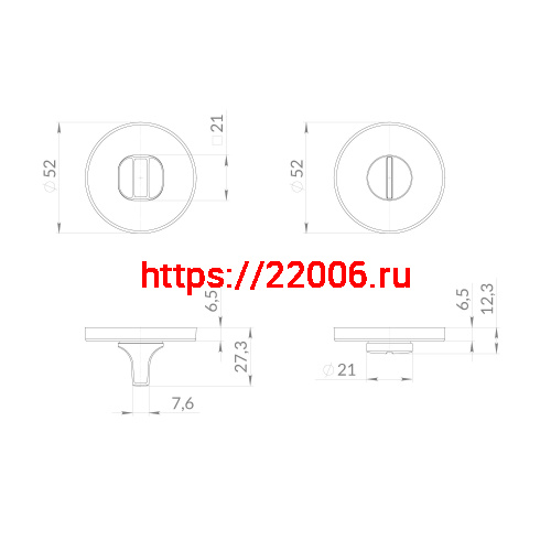 Ручка Punto (Пунто) поворотная BK6.R.EST.R52 SN-3 матовый никель фото 3 Ручка Punto (Пунто) поворотная BK6.R.EST.R52 SN-3 матовый никель фото 3