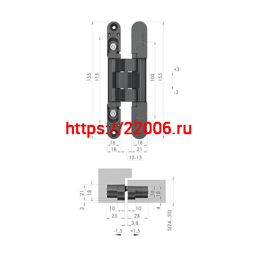 Петля Armadillo (Армадилло) скрытой установки U3D2400.VPG SC мат. хром TECH фото 2 Петля Armadillo (Армадилло) скрытой установки U3D2400.VPG SC мат. хром TECH фото 2